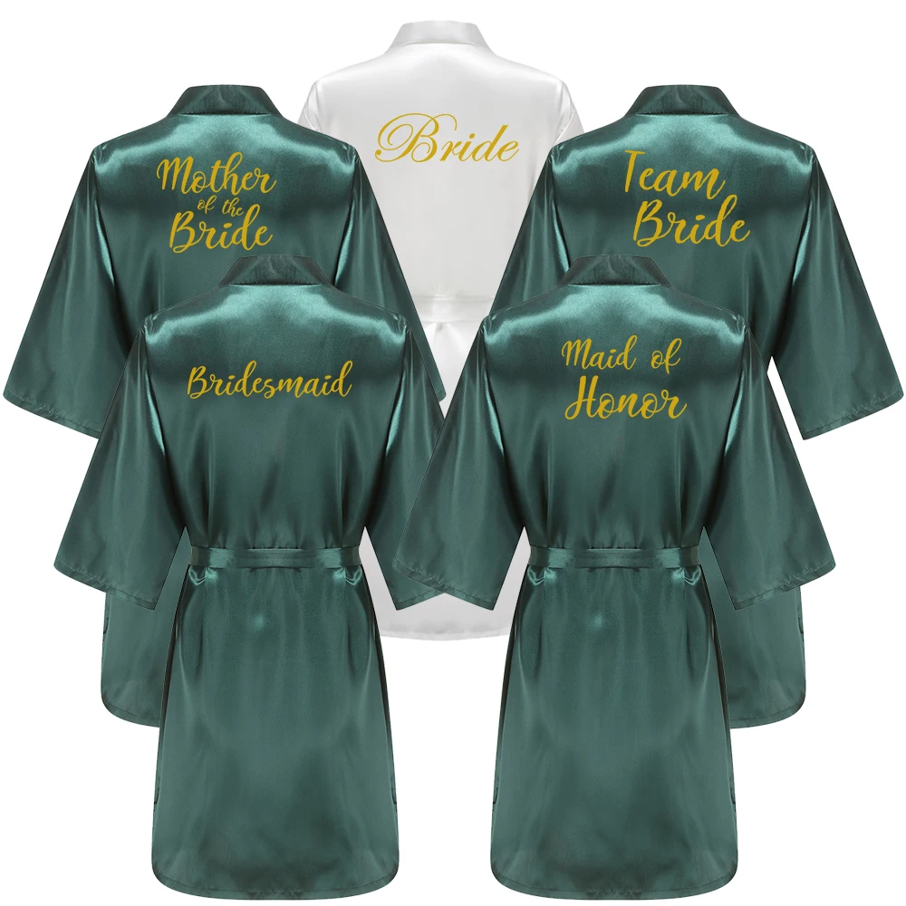 

2025 Wedding Bride Bridesmaid Robes Dressing Gown Sexy Women Bathrobe Night shirts Short Sleepwear Women Flower Kimono Plus Size