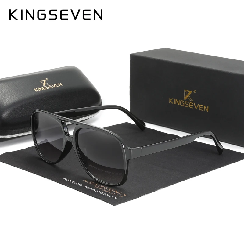 KINGSEVEN Vintage Sunglasses for Women Men Retro Pilot Large Frame Tinted Lenses Glasses UV Protection Shades