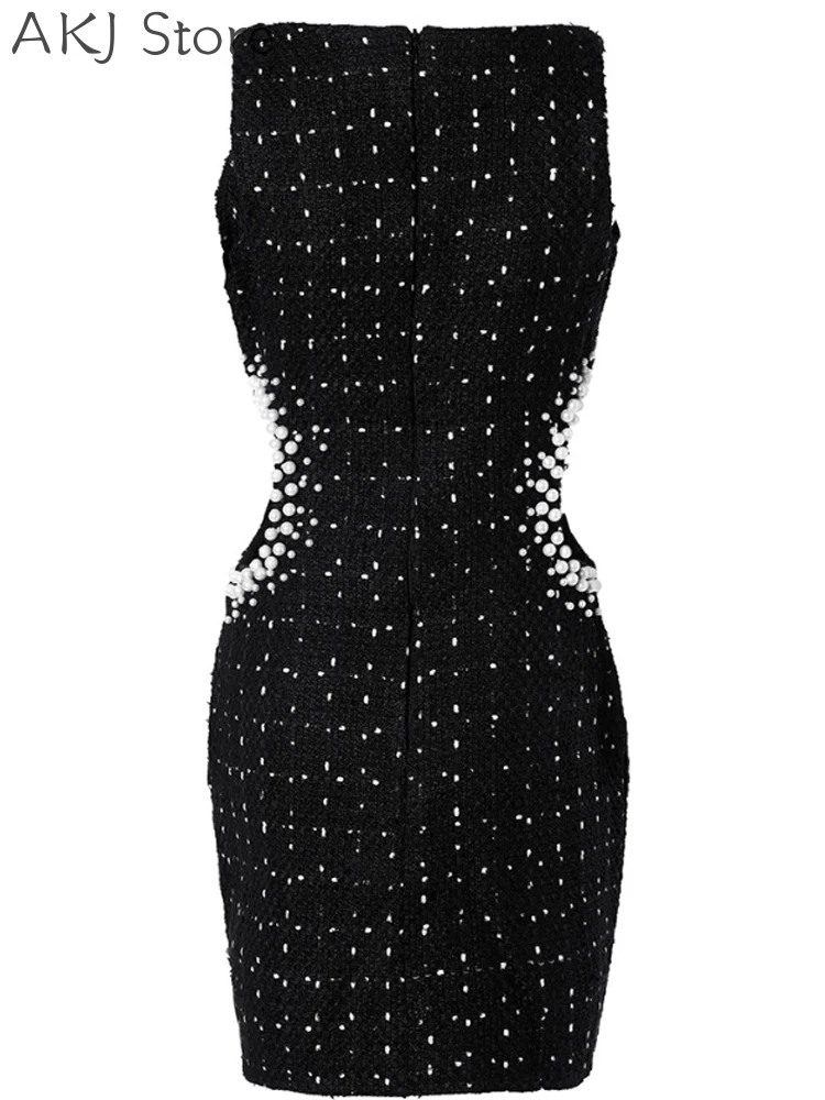 Women Elegant Beaded Design Cutout Party Dress