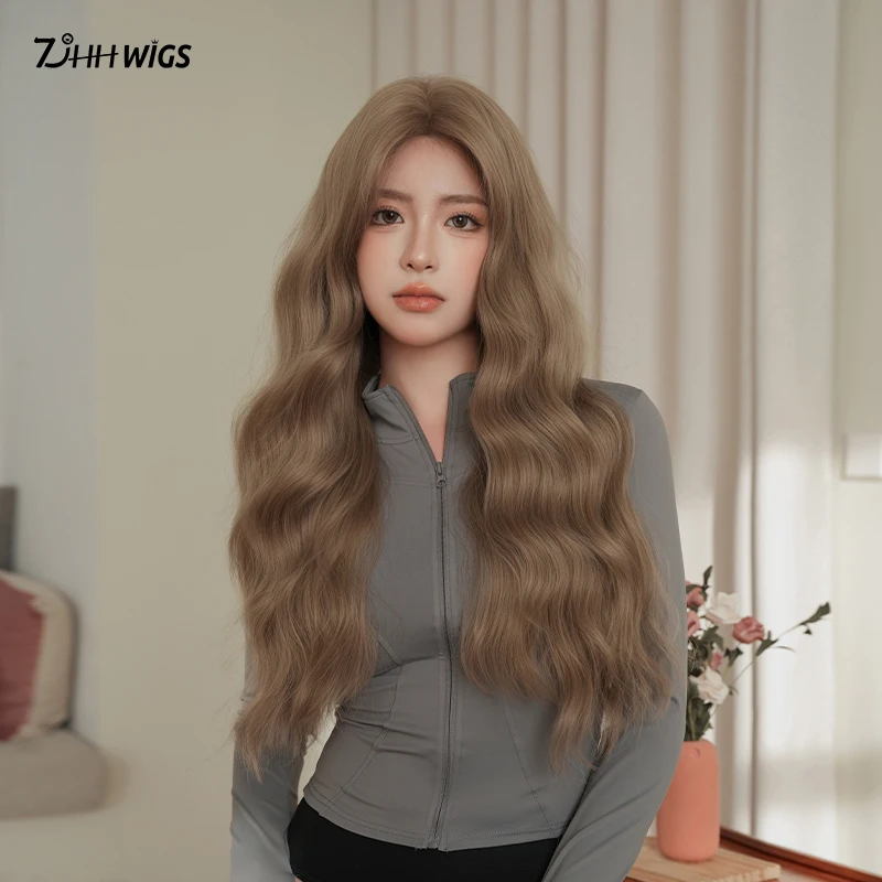Long Loose Wave Cold Brown Wigs High Density Fluffy Synthetic Wigs for Women Daily Party Use Beginner Friendly 27.16 Inches