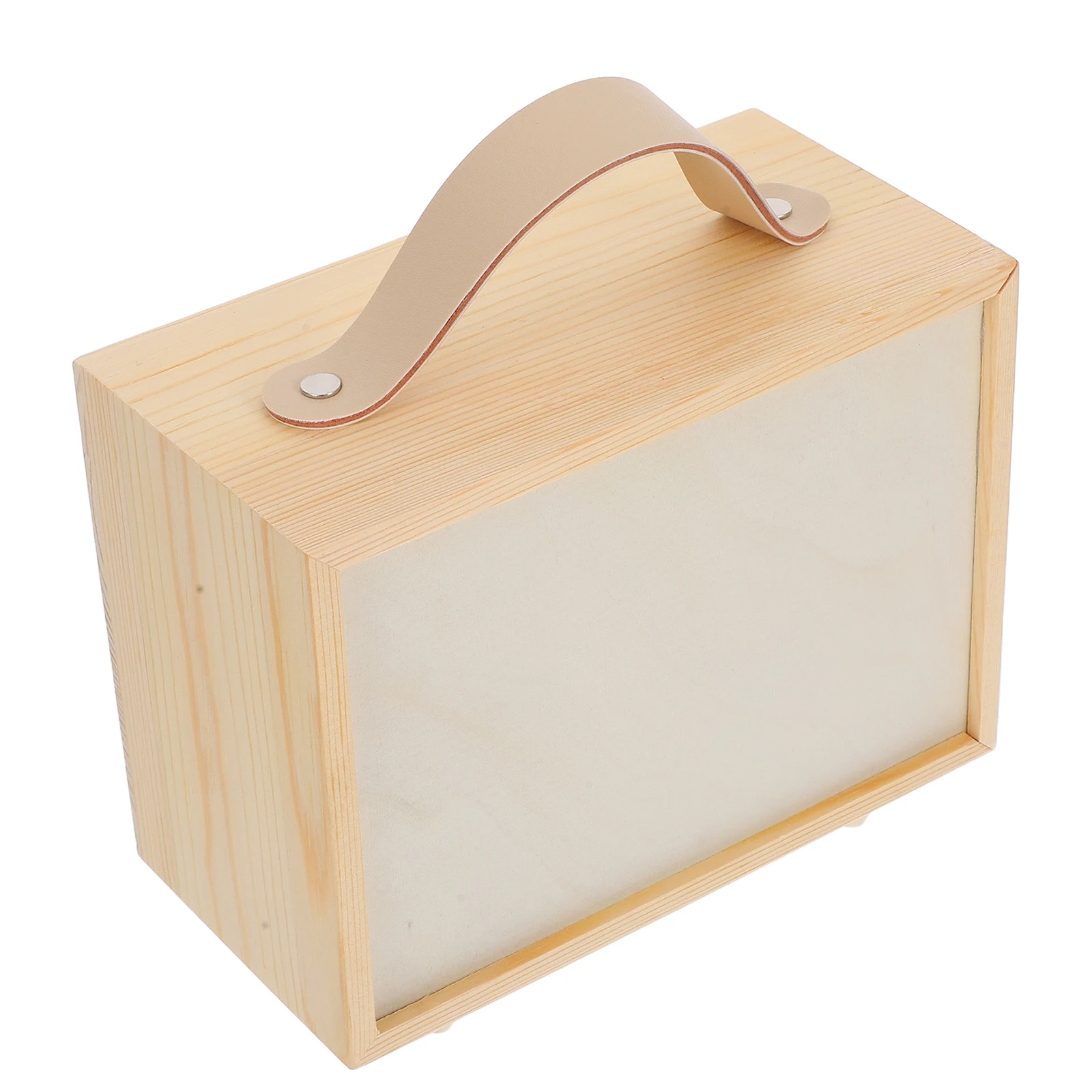 

Unfinished Wooden Gift Box Rustic Portable Keepsake Organizer Slide Lid Handle Wedding Party Candy Jewelry Storage Container