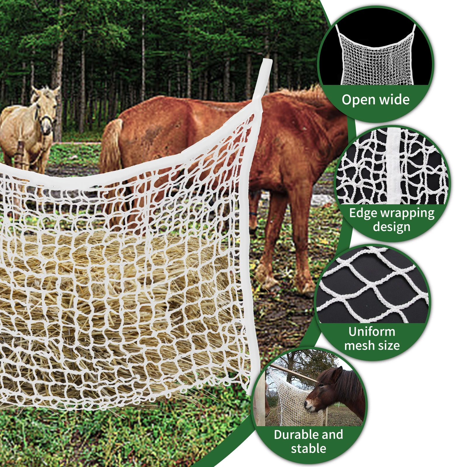 1PC Hay Net for Horses Slow Feed Hay Bag for Goat Sheep Hanging Hay Large Capacity Feeder Bag Stable Stall Paddock Rest Toy