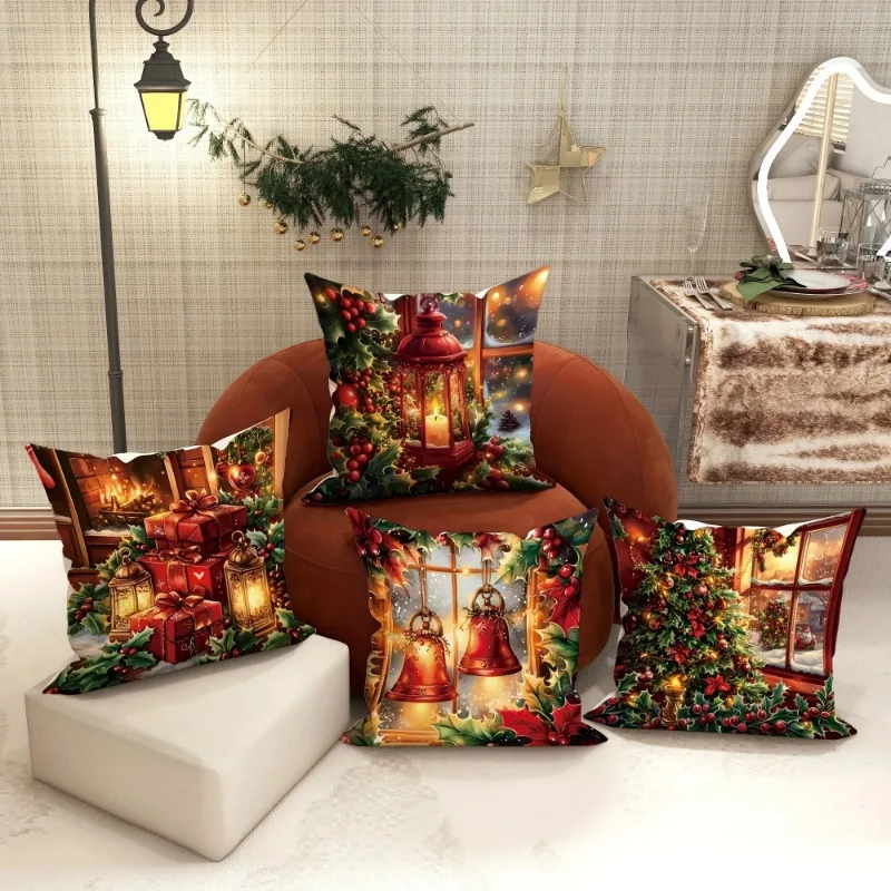 Christmas decoration pillowcase New Year gift Christmas Tree candle gift Box pattern home room decoration sofa cushion cover