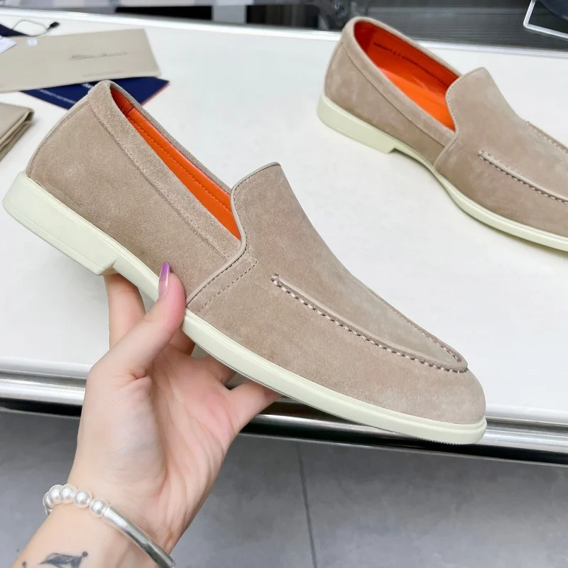 

Four season classic Le Fu shoes imported frosted leather calf suede pure handmade sewing casual business men's shoes
