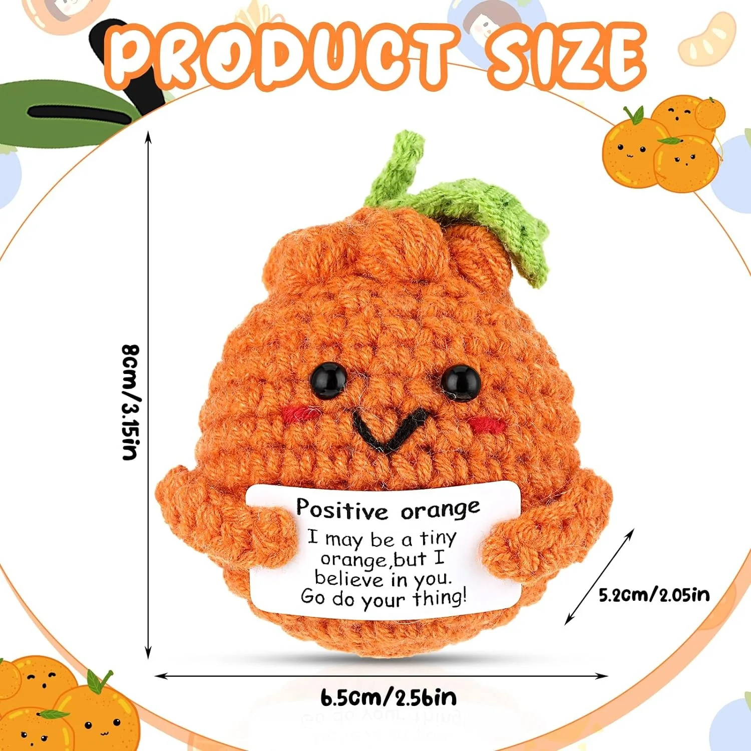1pc Creative Crocheted Plush Desktop Decorations, Emotional Support Creative Gifts with Greeting Cards, Handmade Positive Room Plush Decorations, Room Desktop Fun Ornaments, Suitable for Festivals, Birthdays - view 3