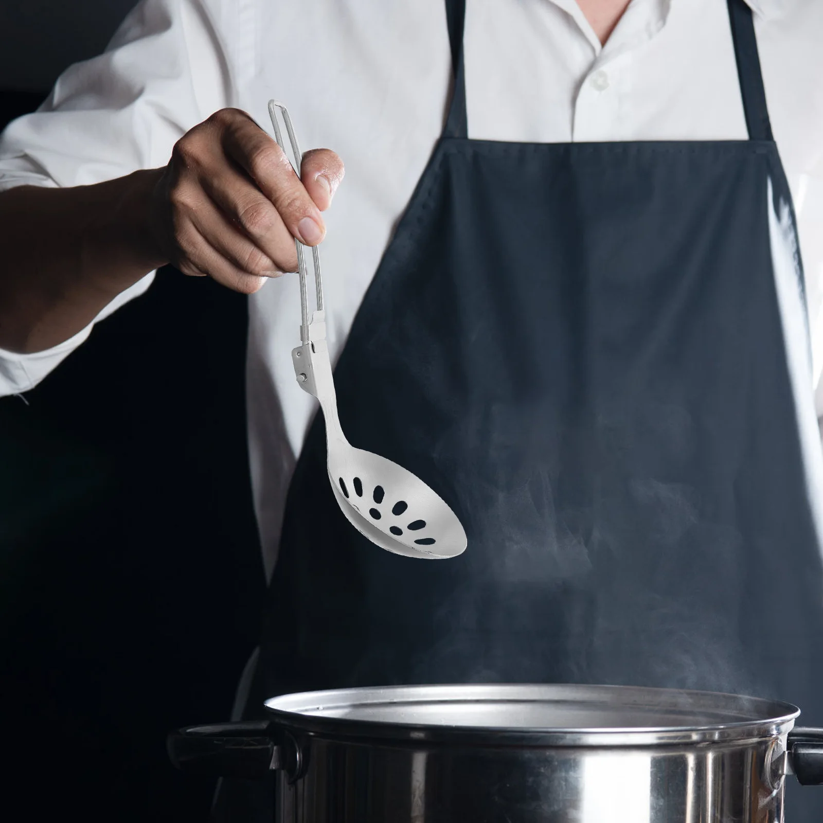 

2Pcs Stainless Steel Foldable Skimmer Spoon for Outdoor Cooking Camping Travel Compact Space-Saving Strainer Portable Kitchen