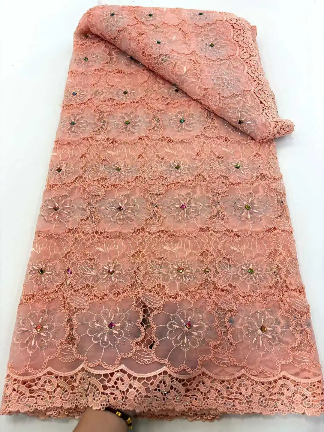 مطرز الأفريقي أقمشة الدانتيل جودة عالية 2025 النيجيري جبر الحبل الدانتيل التطريز صافي الدانتيل السويسري الفوال الدانتيل لفستان الزفاف #1