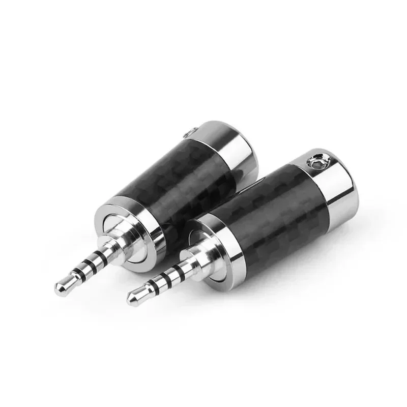 Jack 2.5Mm 3.5Mm 4 Tiang Steker Headphone untuk Colokan Solder Cangkang Serat Karbon Jack Audio Kabel Earphone 2.5 3.5 Konektor TRRS