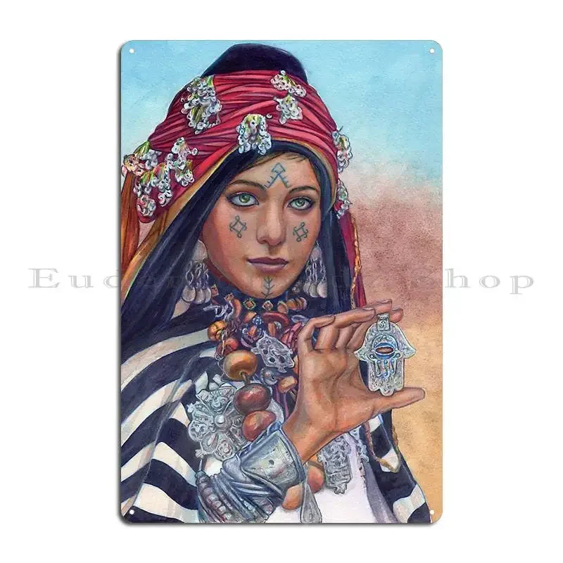 Morocco Card 38 The Hamsa Metal Plaque Retro Cinema Pub Iron Garage Tin Sign Poster