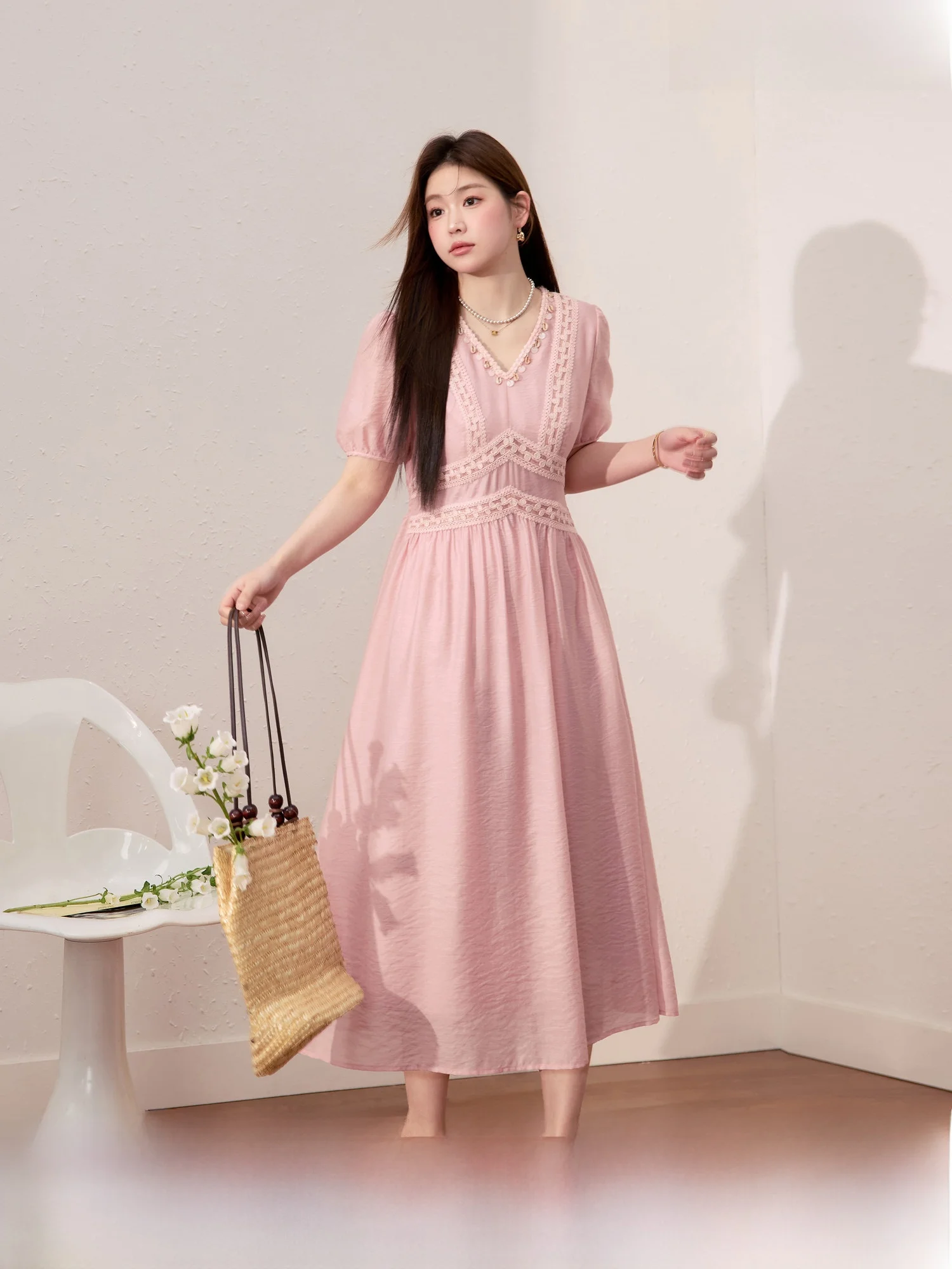 

Женское платье больших размеров с V-образным вырезом, А-образной юбкой, утягивающее, с завышенной талией, летнее, для работы, синее, с рукавами-фонариками