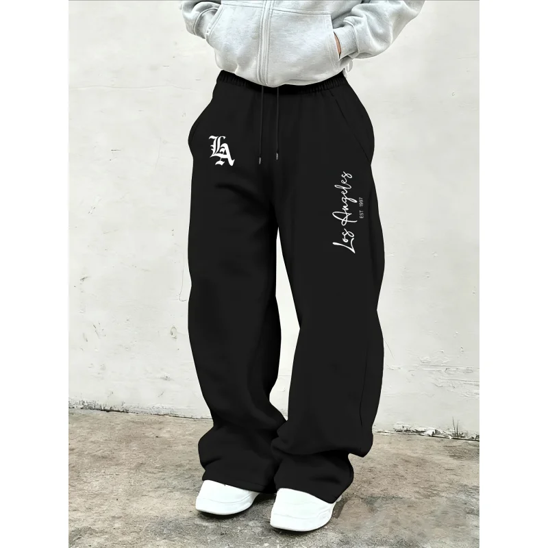 

Men'S Letter Print Drawstring Waistband Sweatpants，Regular Casual Comfortable Jogging Pants，Classic Versatile Sports Sweatpants