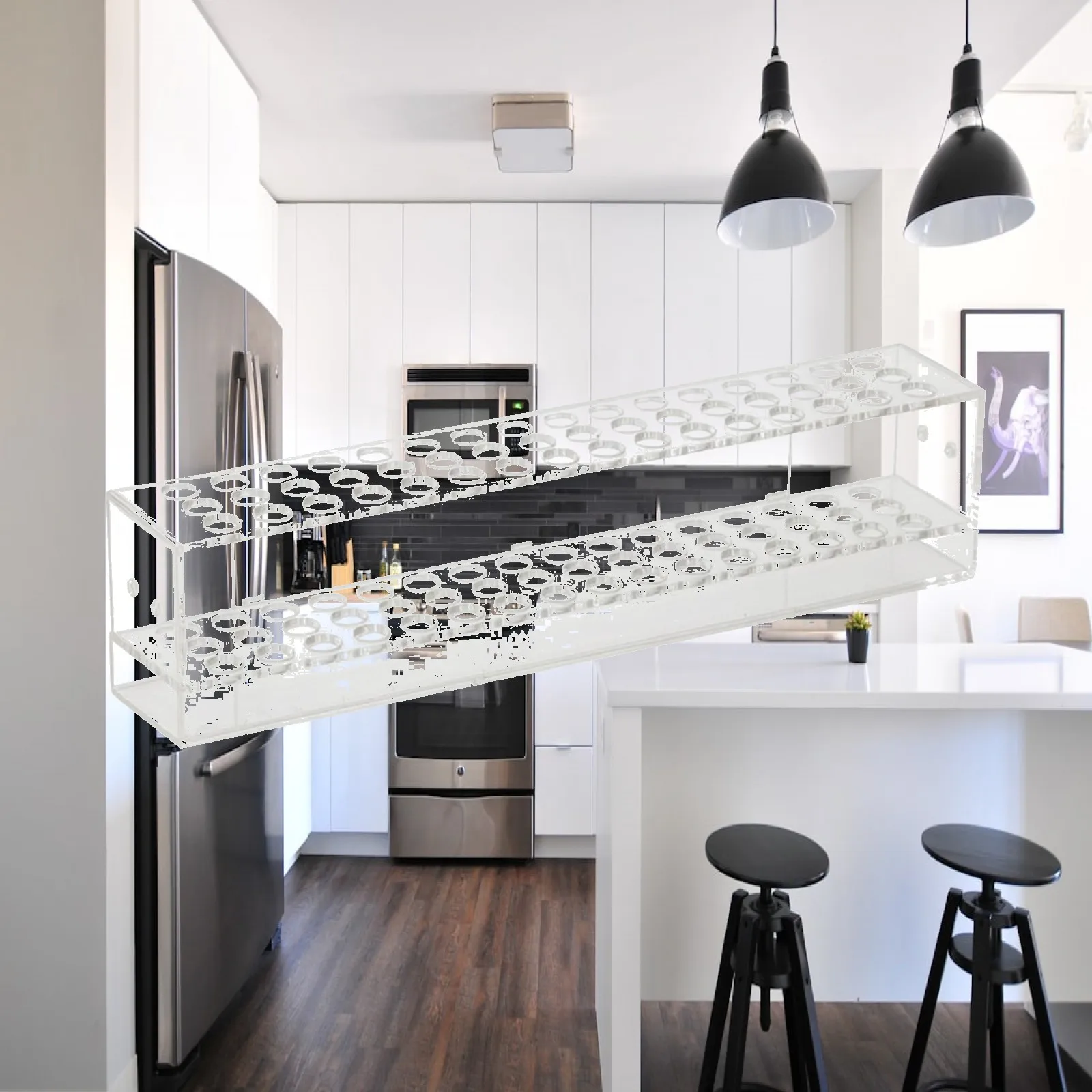 Single Layer Clear Tube Rack for Laboratory 48 Position Plastic Stand for Sample Testing Workspace