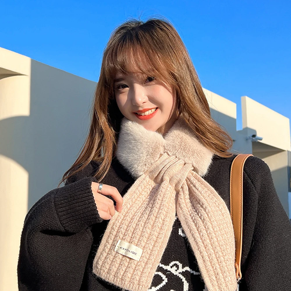وشاح محبوك ناعم متقاطع شال سميك من الصوف بياقة حماية للرقبة مقاوم للرياح للعمود الفقري العنقي وشاح دافئ للشتاء