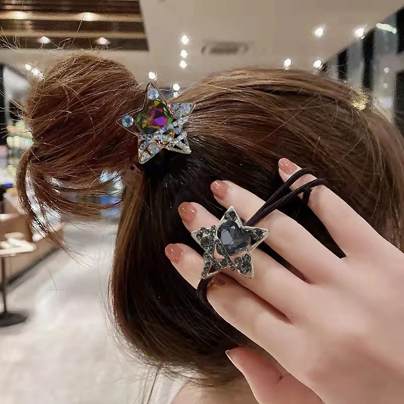 New Fashion Hair Ropes For Women Girl High Elasticity Ponytail Rubber Band Shining Rhinestone Elegant Scrunchies Jewelry