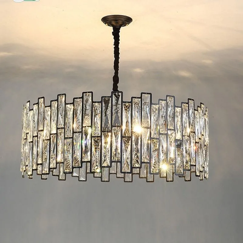 Post Modern Light Luxury Crystal Hanging Chandelier For Living Room Designer Model Home High End Fashion Restaurant Pendant Lamp