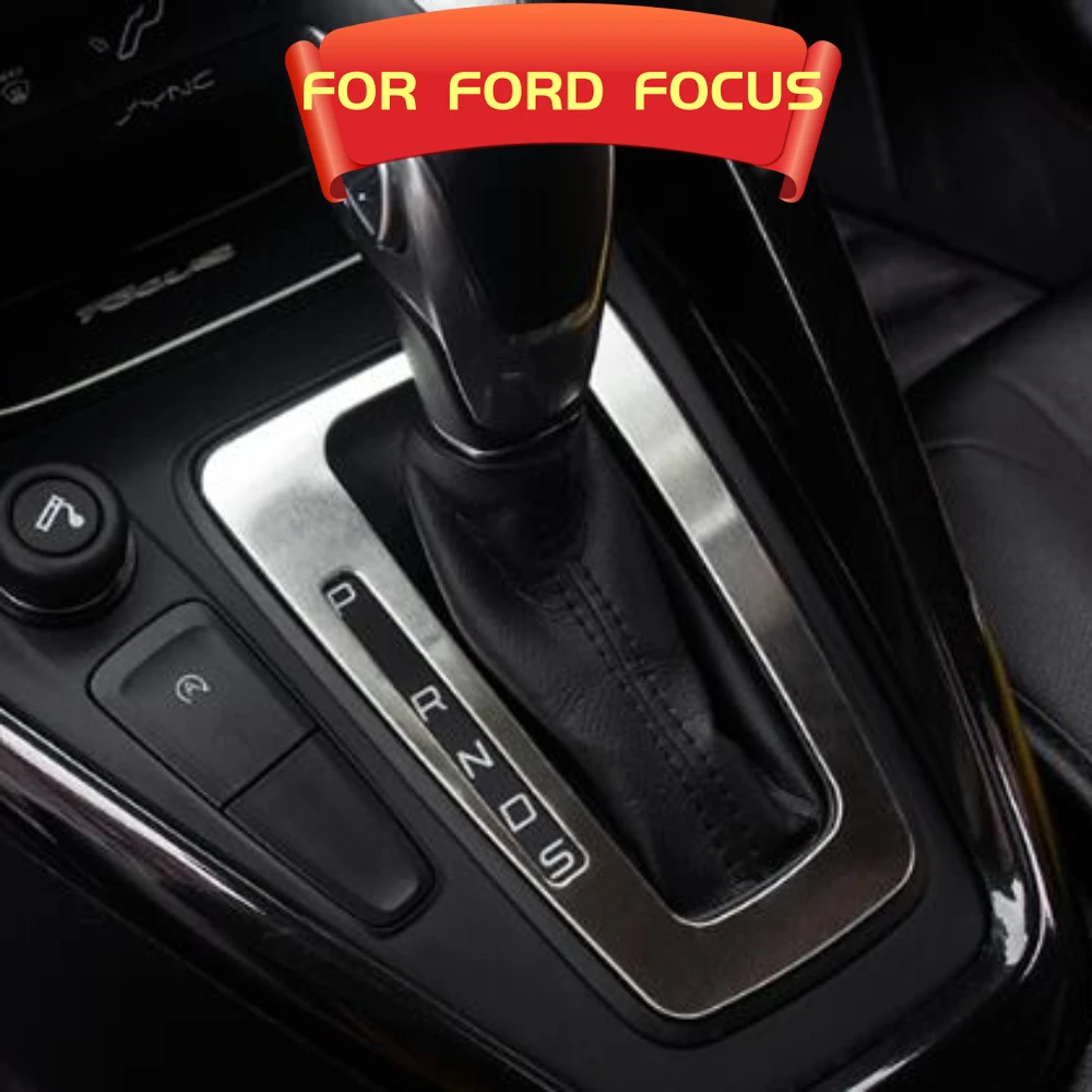 Akcesoria do wnętrza samochodu do Ford Focus 3 2015-2018 konsola gałka zmiany biegów skrzynka Panel obudowa listwy ramy ze stali nierdzewnej