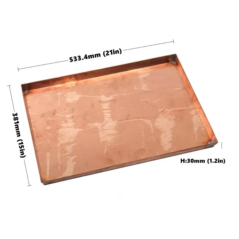 Copper rectangular flat baking tray, handmade cake biscuits bread tray