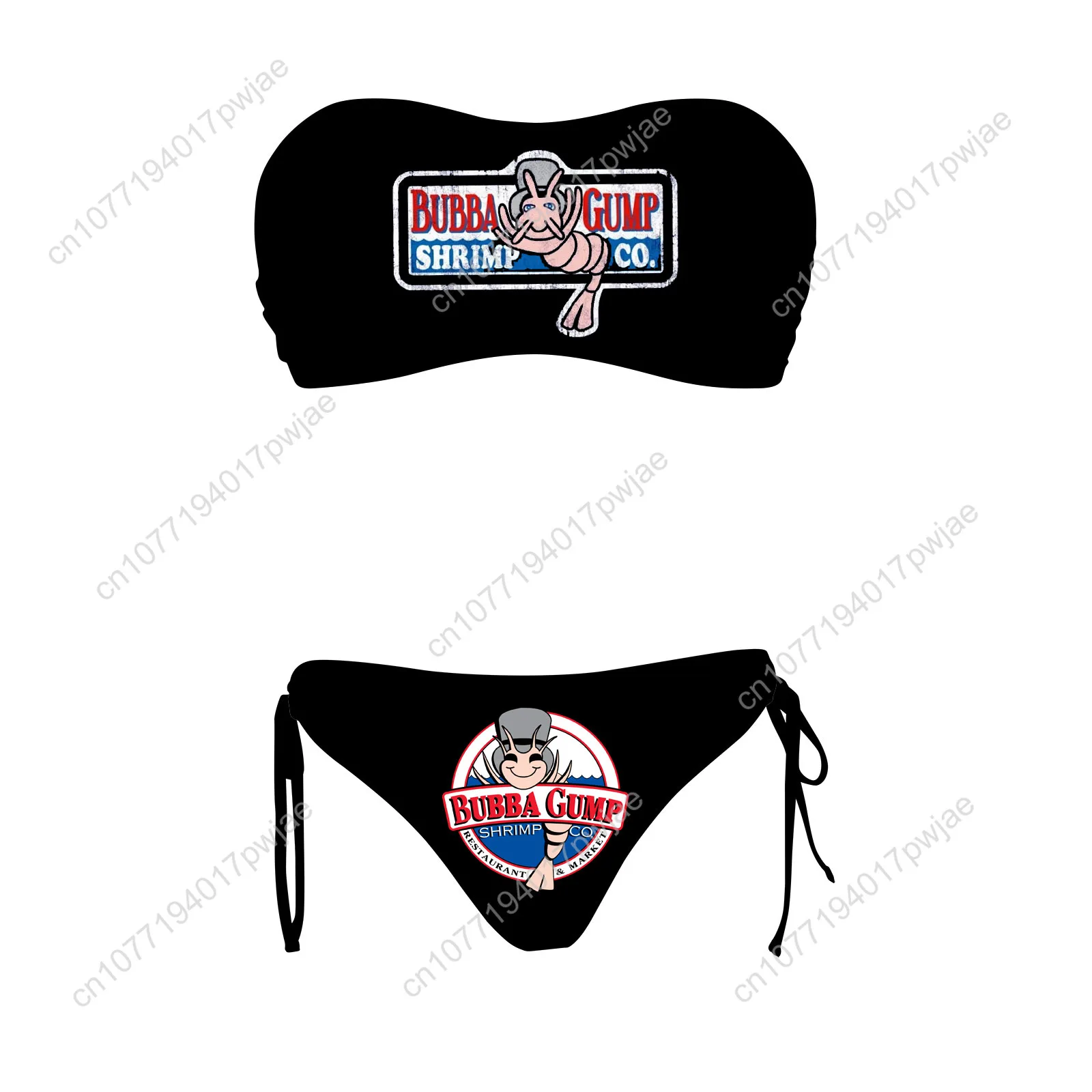 BUBBA GUMP SHRIMP Swimsuit Womens Drawstring Two Piece Set Bathing Suits Swimwear Forrest Gump Pool Party Beach Bikini Beachwear