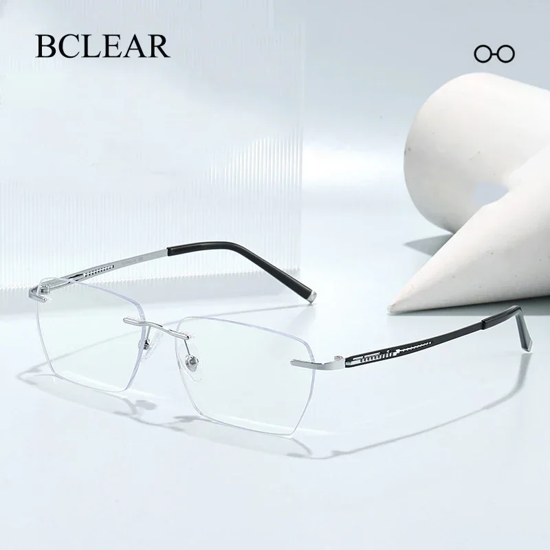 

BCLEAR Ultra-light Pure Titanium New Rimless Glasses Frame Anti-blue Light Optical Frames Customize Prescription Eyeglasses Men