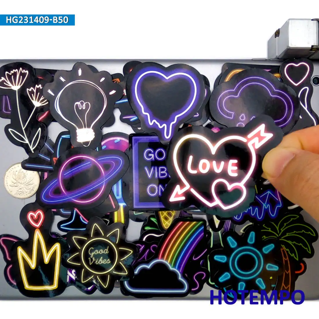 20/30/50PCS Cute Neon Stickers Colorful Graffiti Retro Decals for Scrapbook Journal Car Motorcycle Luggage Laptop Phone Sticker