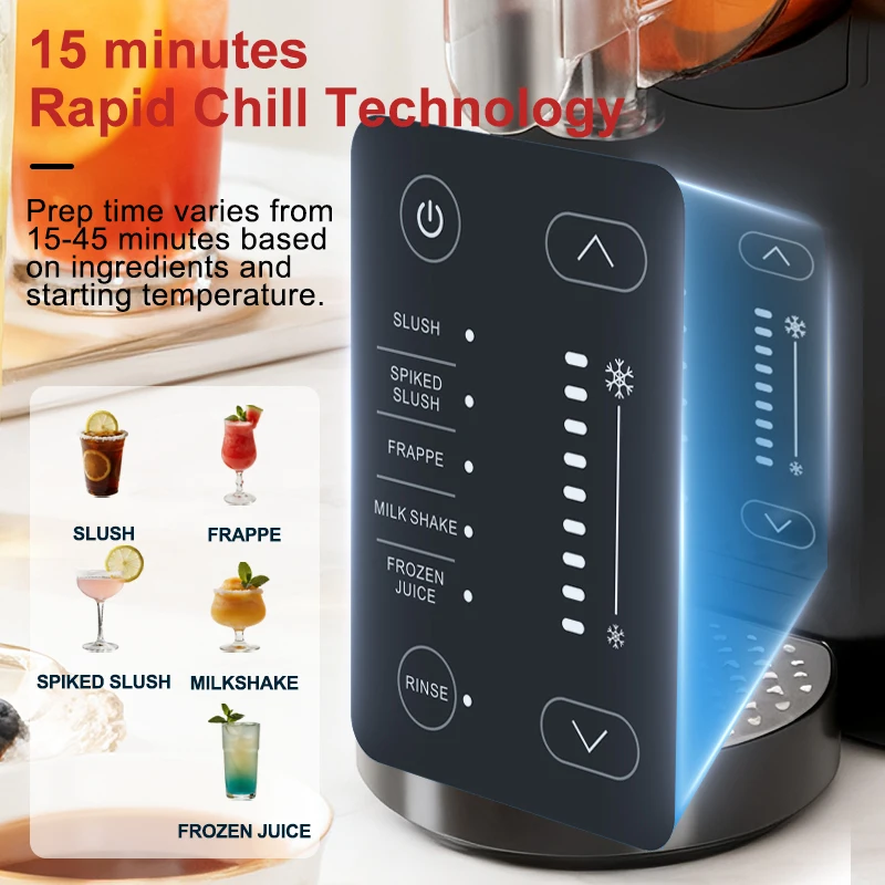 ماكينة طين، ماكينة صنع مشروبات Fro-Zen الاحترافية سعة 2 لتر، 5 برامج محددة مسبقًا وتحكم مستقل في درجة الحرارة، من أجل Frappes، Milkshake