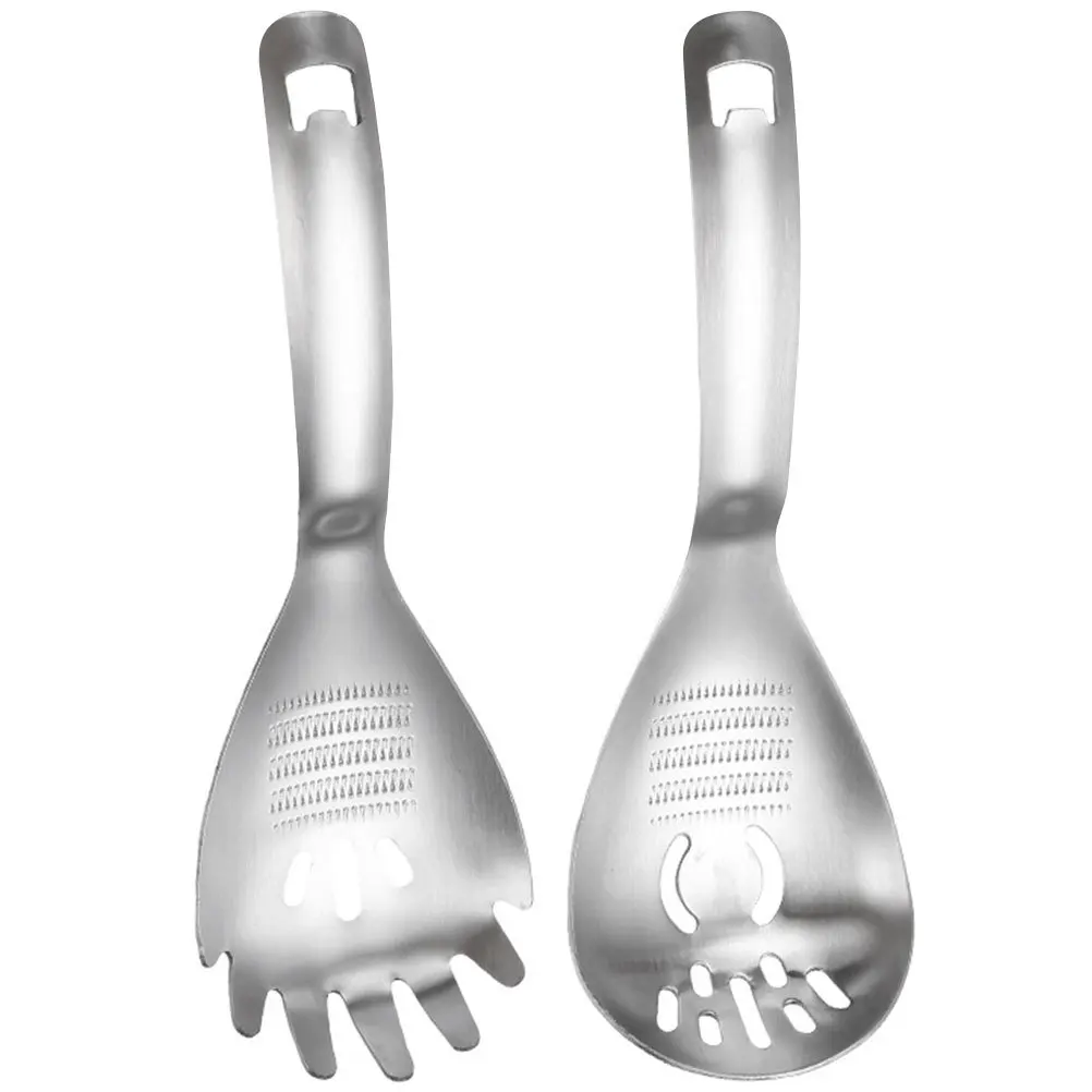 

2pcs Five-In-One Stainless Steel Spoon Kitchen Tool Garlic Press, Potato Masher, Fruit Press, Noodle Scoop, Bottle Opener,