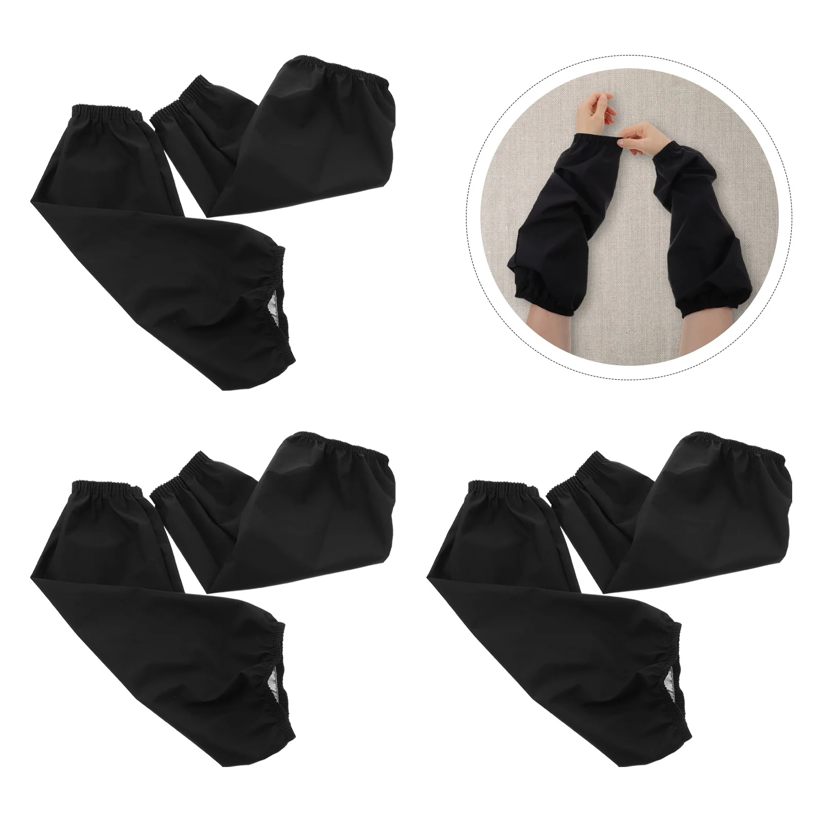 4 Pairs Water Proof Gloves Waterproof and Oilproof Sleeve Kitchen Arm Sleeves Covers Clean Gadget Black Dining-room Miss