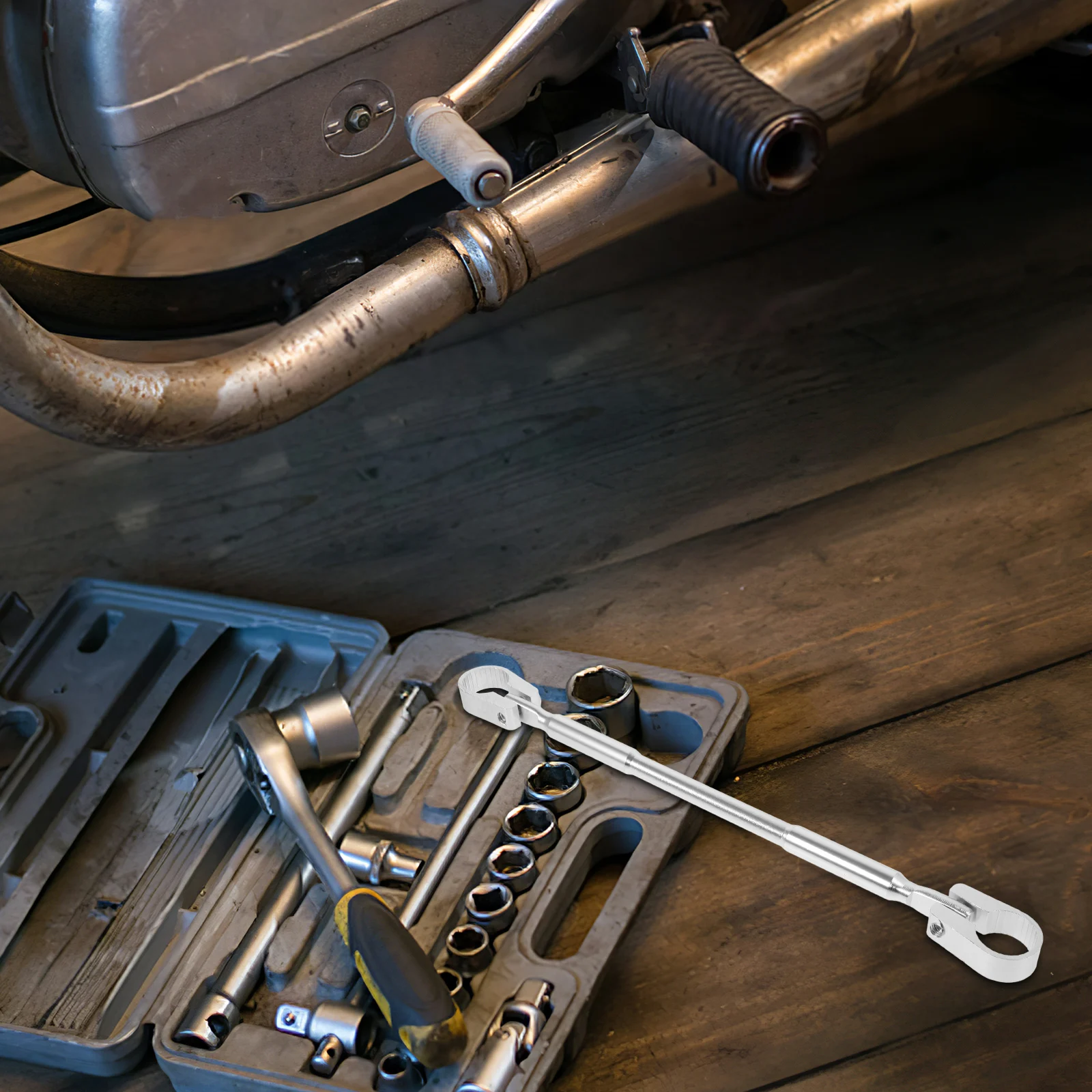 

Motorcycle Reinforcement Cross Rod Aluminum H Extender Silver Universal Fits Models Stability Practical Accessories