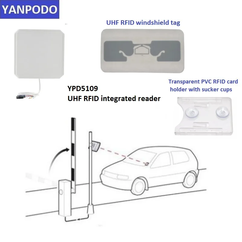 Yanpodo UHF RFID Integrated reader TCP/IP RS232 Wiegand long range 1-10m boom barrier gate for car parking access control system