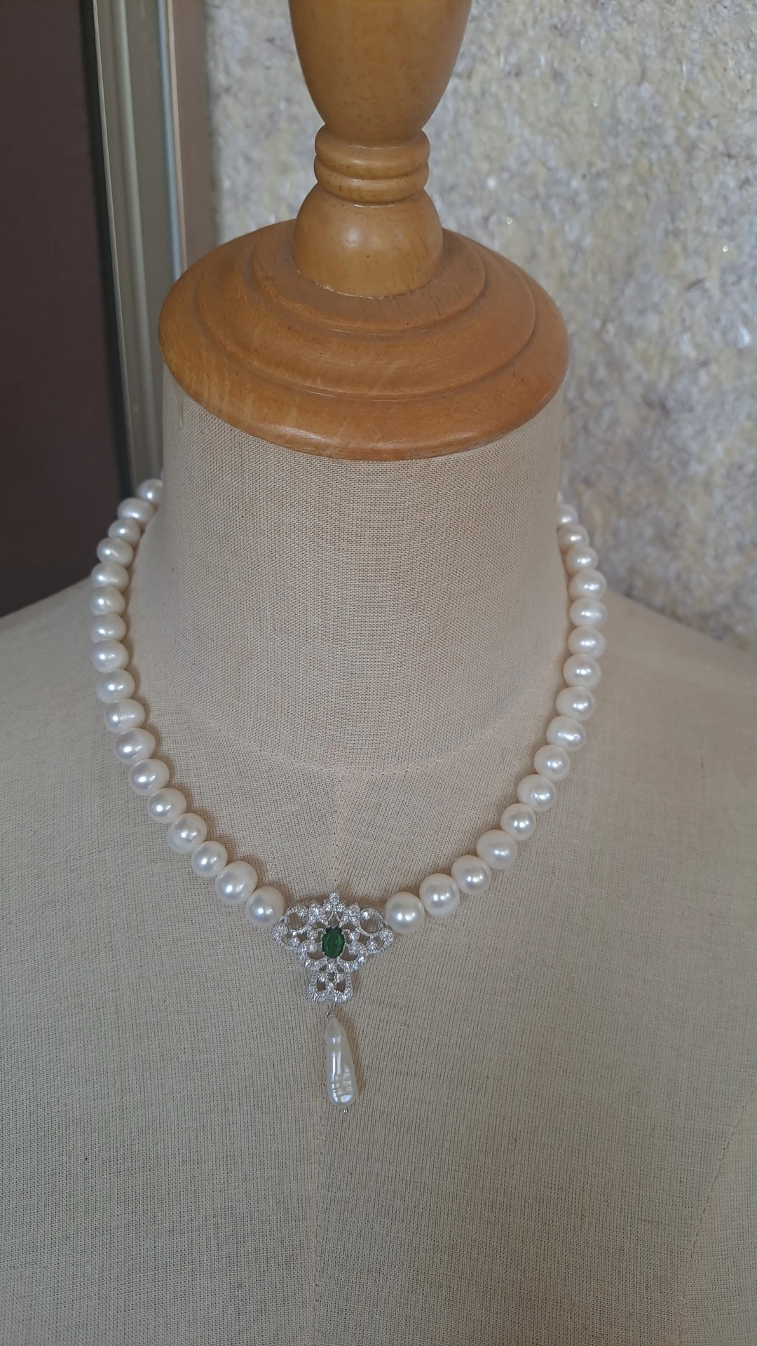 

Natural AAA9-10mm Japanese pearl collarbone necklace 925s length 43+7cm
