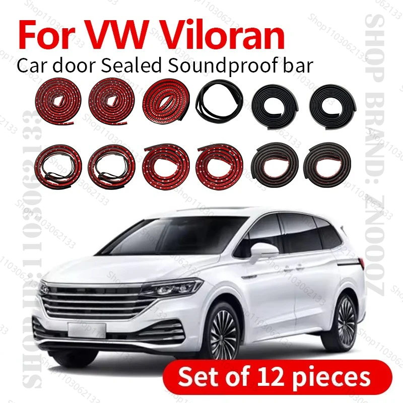 

For VW Viloran MQB A2 Car Door Seal Strip Rubber Double Layer Sealing Protector Soundproof Strip Dustproof Seal Strip 12PCS Set