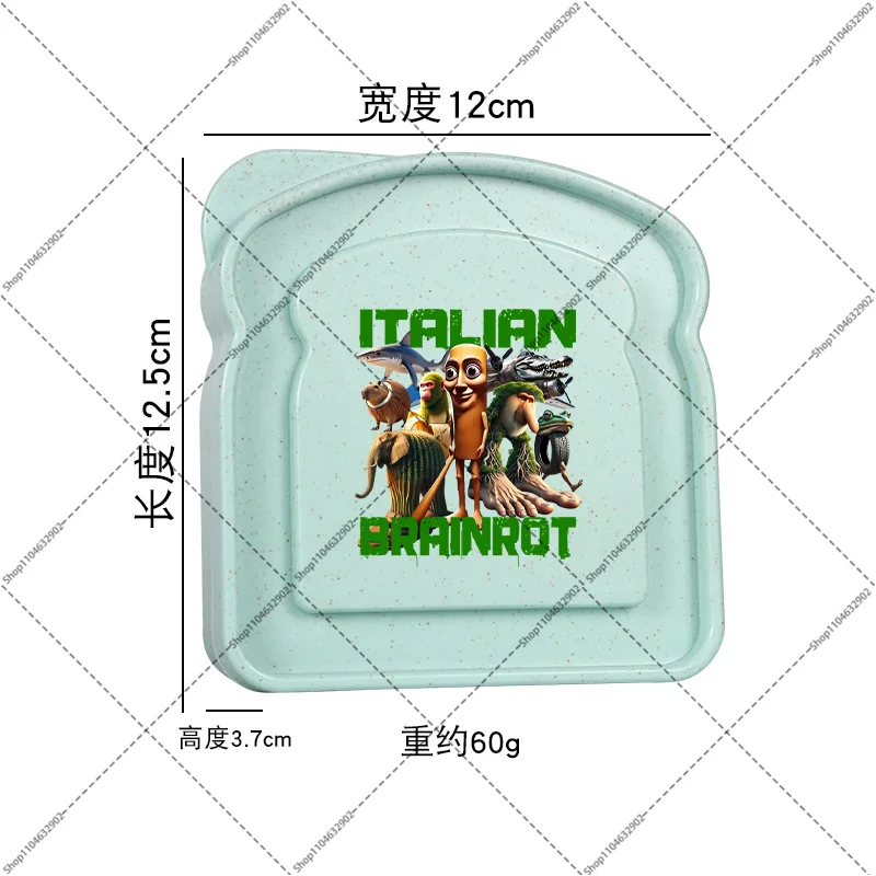 Lunch Box Bento Brainrot italiano Tung Tungtung Sahur Telala Contenitori per alimenti con squalo divertente Contenitore per il pranzo stampato con motivo a cartoni animati