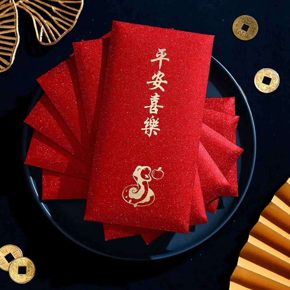 6 pz/set Cartone Animato Busta Rossa Stile Cinese Tradizionale Sacchetto di Soldi Fortunato Pacchetto di Capodanno Migliori Auguri Tasche per Soldi Regali di Capodanno