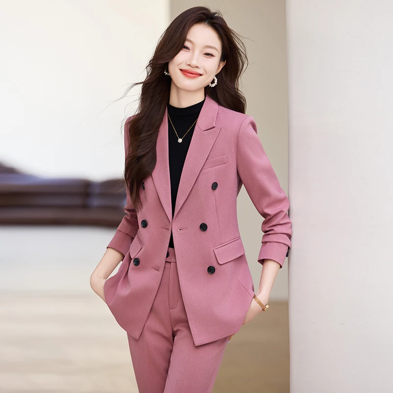 

High Quality Fabric Formal Business Blazers Suits Professional Ladies Office Work Wear Career Interview Trousers Sets Plus Size