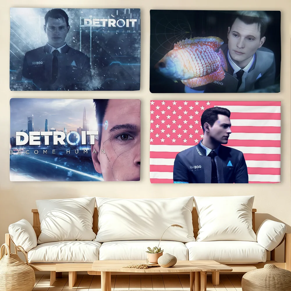 Game D-Detroit Become Human Connor flag For Living Room Home Dorm Decor Wall Outdoor Camping Party Banner Gifts