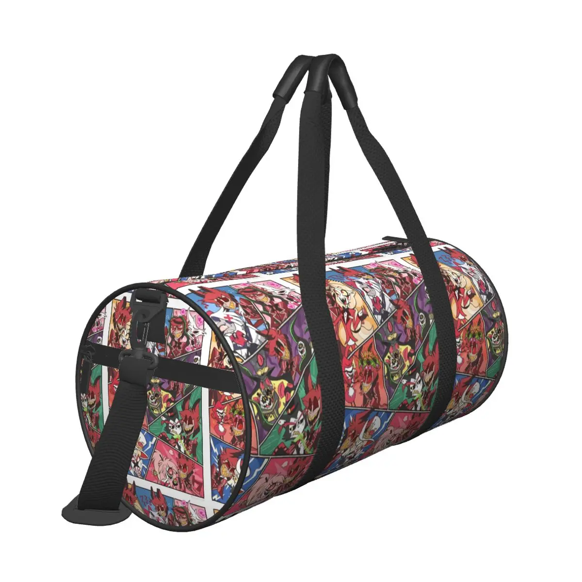 Hazbins Hotels Bolsas deportivas de dibujos animados con zapatos Bolsa de gimnasio Patrón de pareja al aire libre Bolso de entrenamiento Bolsa de fitness colorida