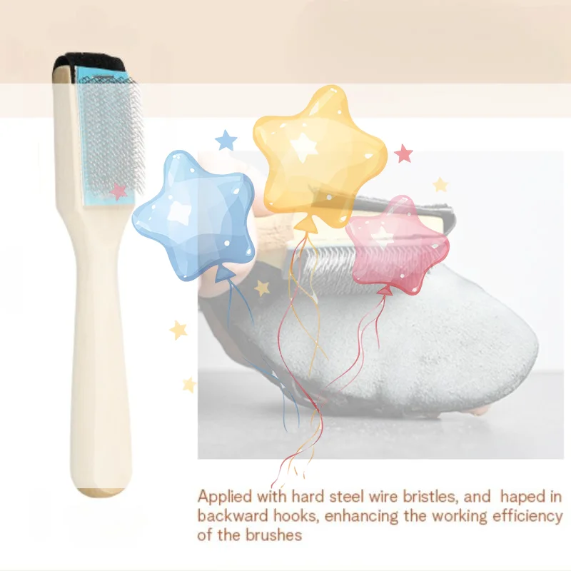 

Wooden Suede Sole Wire Shoe Brush With Protector Cover Stainless Steel Brush Head Dance Shoes Cleaning Brush Durable Practical