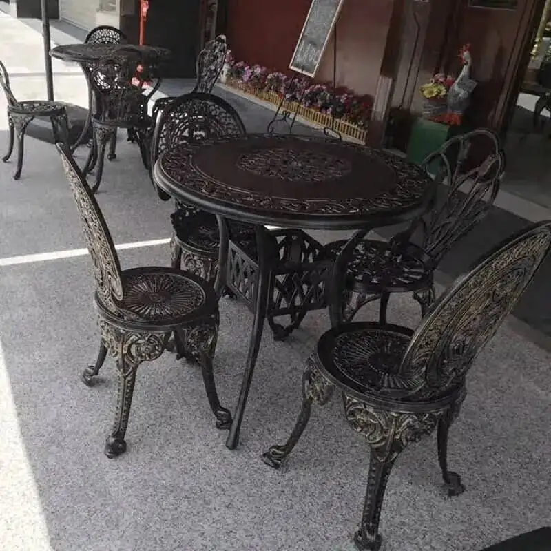 الألومنيوم في الهواء الطلق حديقة الأثاث شرفة مجموعات الترفيه حديقة الجدول الزهر وكرسي في الهواء الطلق كراسي طاولة مقاومة للماء وكرسي AA #6