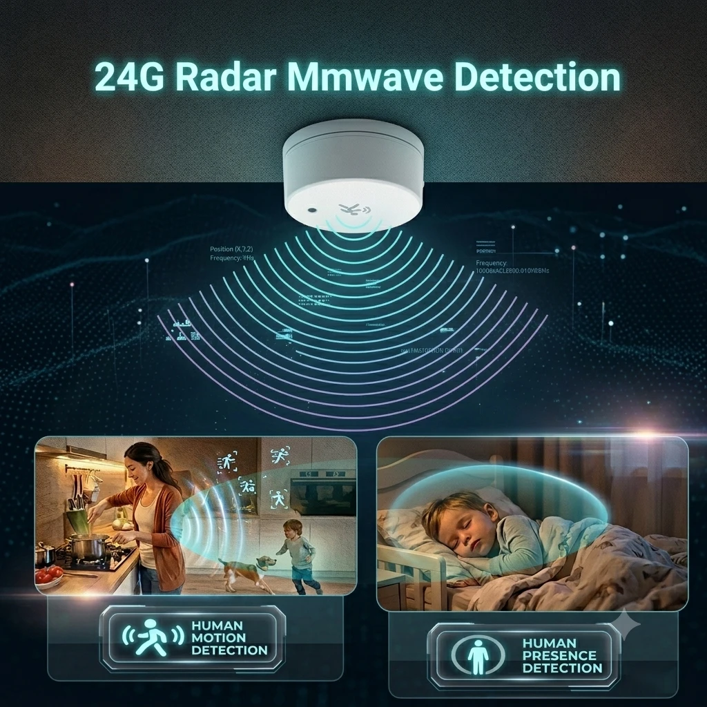 Tuya Zigbee Human Presence Sensor 24G MmWave Radar, Temperature Humidity Luminance Detection Support Zigbee2mqtt Home Assistant image 3