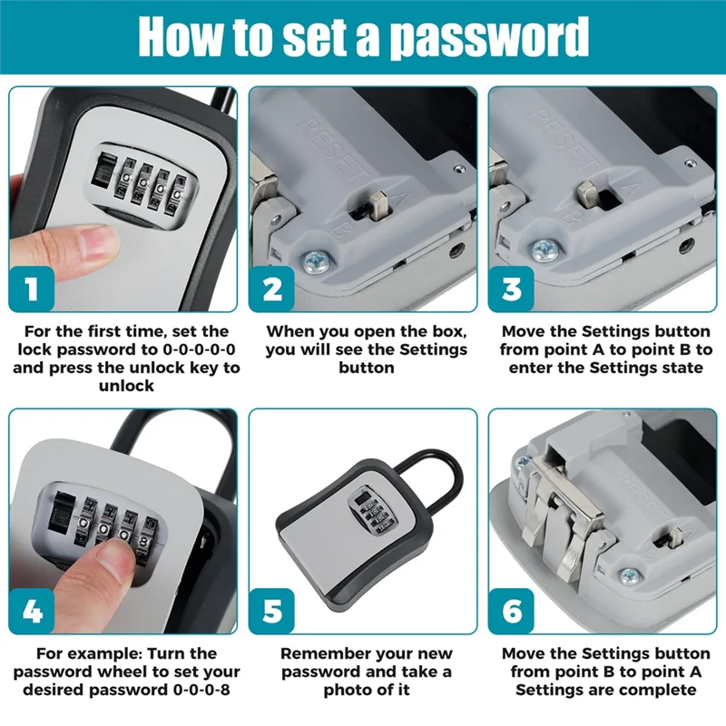 ABBK-Magnetic Key Box For Under Car, 4 Digit Combination Code Magnetic Key Storage Holder, Magnet Key Lock Case For Hide Key