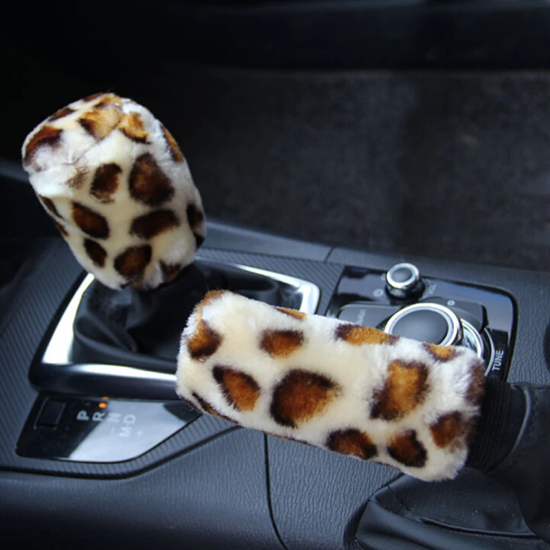 3 teile/satz Leopard Fluff Plüsch Lenkrad abdeckung Winter Autozubehör – Detail 9