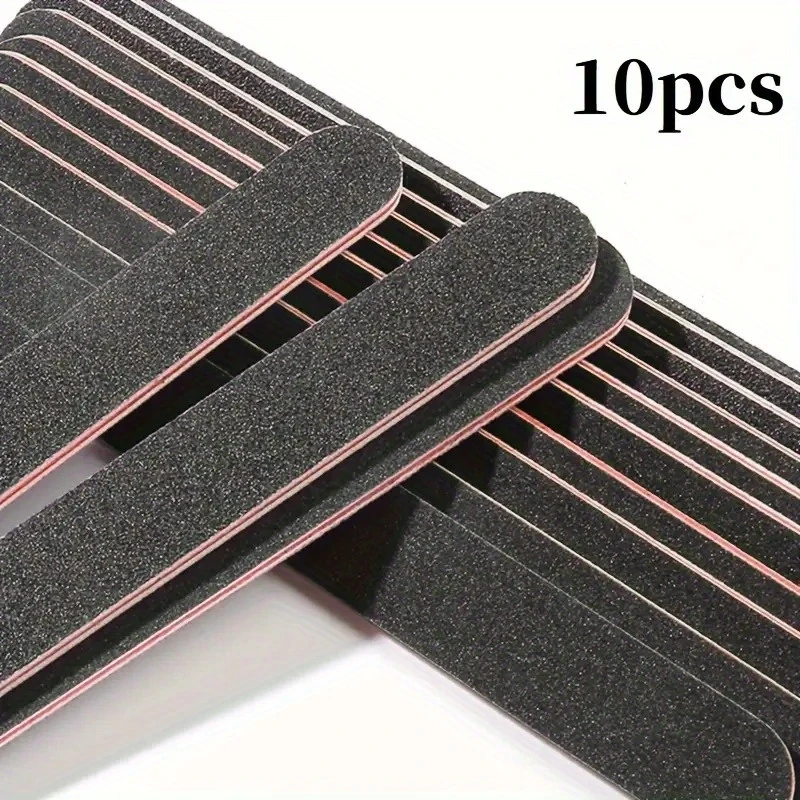 10-teiliges professionelles doppelseitiges Nagelfeilen-Set – einfach zu verwenden, mit waschbarem schwarzem Schleifpapier. Sehr gut geeignet für natürliche Nägel