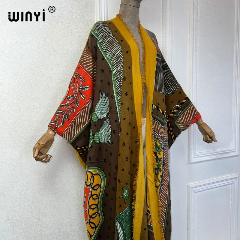 WINYI jesienna afrykańska sukienka moda na wybieg boho zimowy kardigan kobieta kimono imprezowa sukienka damska abaya stroje dla kobiet płaszcz