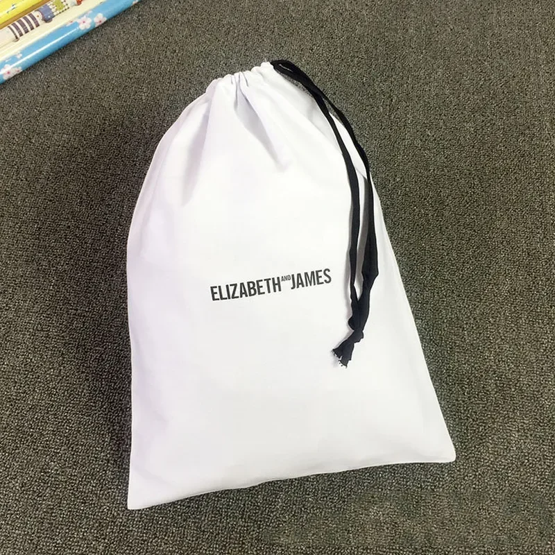 

100% Cotton Jewelry Packaging Ribbon White Drawstring Bag for Wedding Favor Bags Personalized Custom Logo Chic Small Pouch 50pcs