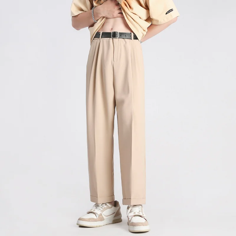 2023 New Youth Men's Suit Pants Korean Version Classic Neutral Straight Loose Wide-leg Casual Pants Black Gray Khaki