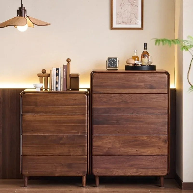 

Североамериканский шкаф из черного ореха с четырьмя или пятью ящиками, полностью из массива дерева, для гостиной или спальни, в стиле ретро.