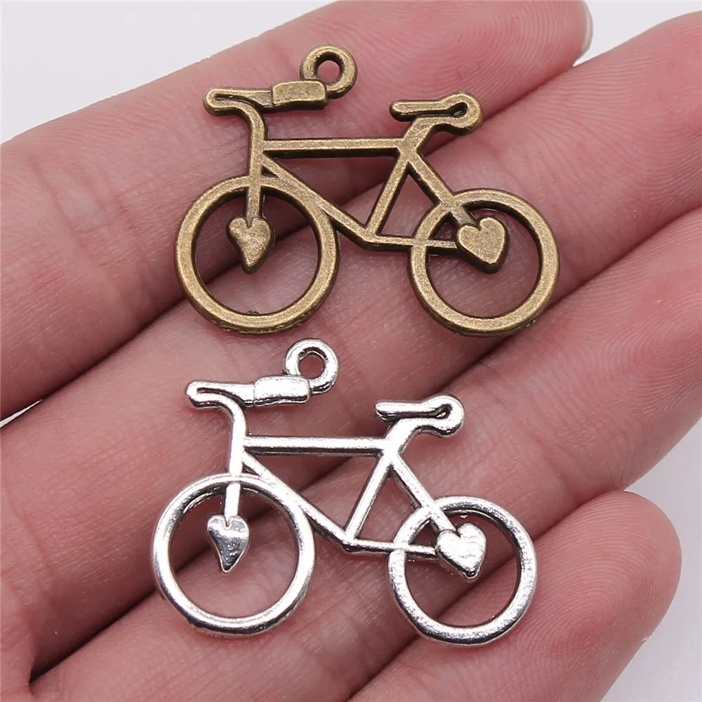 WYSIWYG 10pcs 31x23mm 3 Colors Antique Gold Color Antique Silver Color Antique Bronze Bike Charm Bicycle Pendant Bicycle Charm