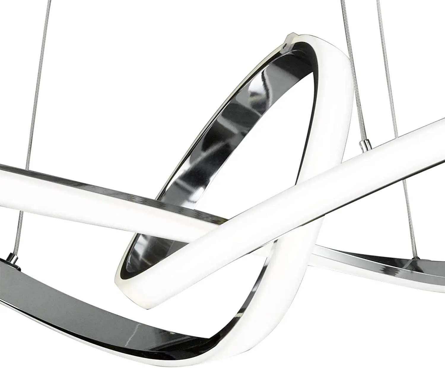 Modern LED Double Ring Pendant Light with Remote Control for Living Room Warm White Light