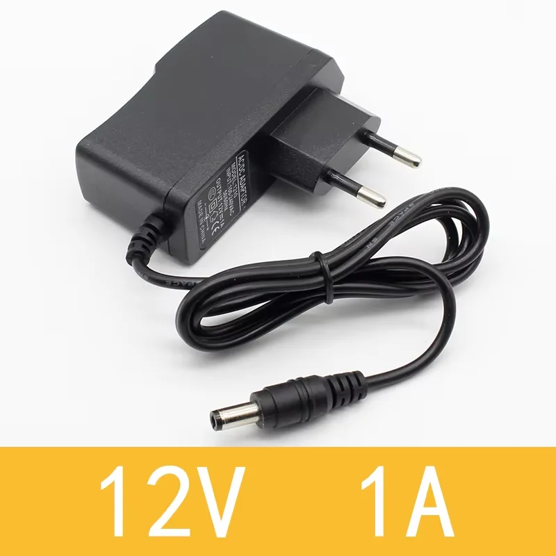 1PCS New 12V1A  AC 100V-240V Converter power Adapter DC 12V 1A 1000mA Power Supply EU Plug DC 5.5mm x 2.1mm