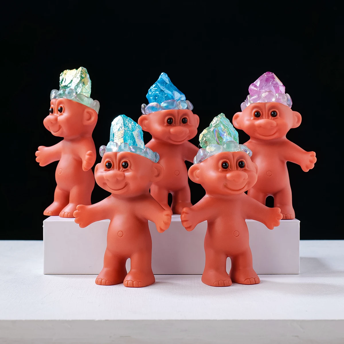 1PC Electroplated Halo Crystal Ugly Baby Colorful Crystal Quartz Cartoon Cute Handmade Home Decor Christmas Gifts